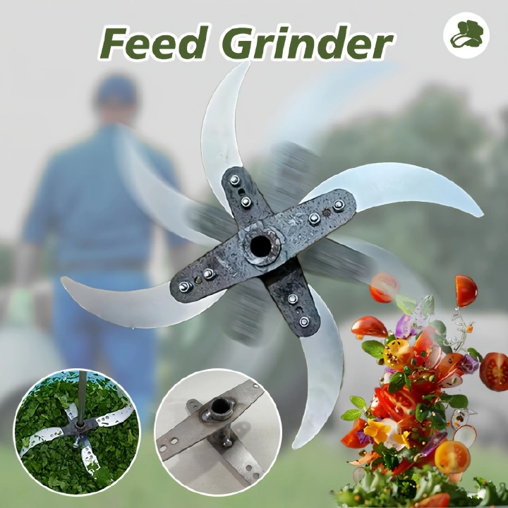 Electric Drill Grass Cutter Conversion Kit with Thickened Steel Blade, Blade Holder Base and Shaft Rod, DIY Chaff and Vegetable Shredder Attachment for Chicken, Poultry and Livestock Feed