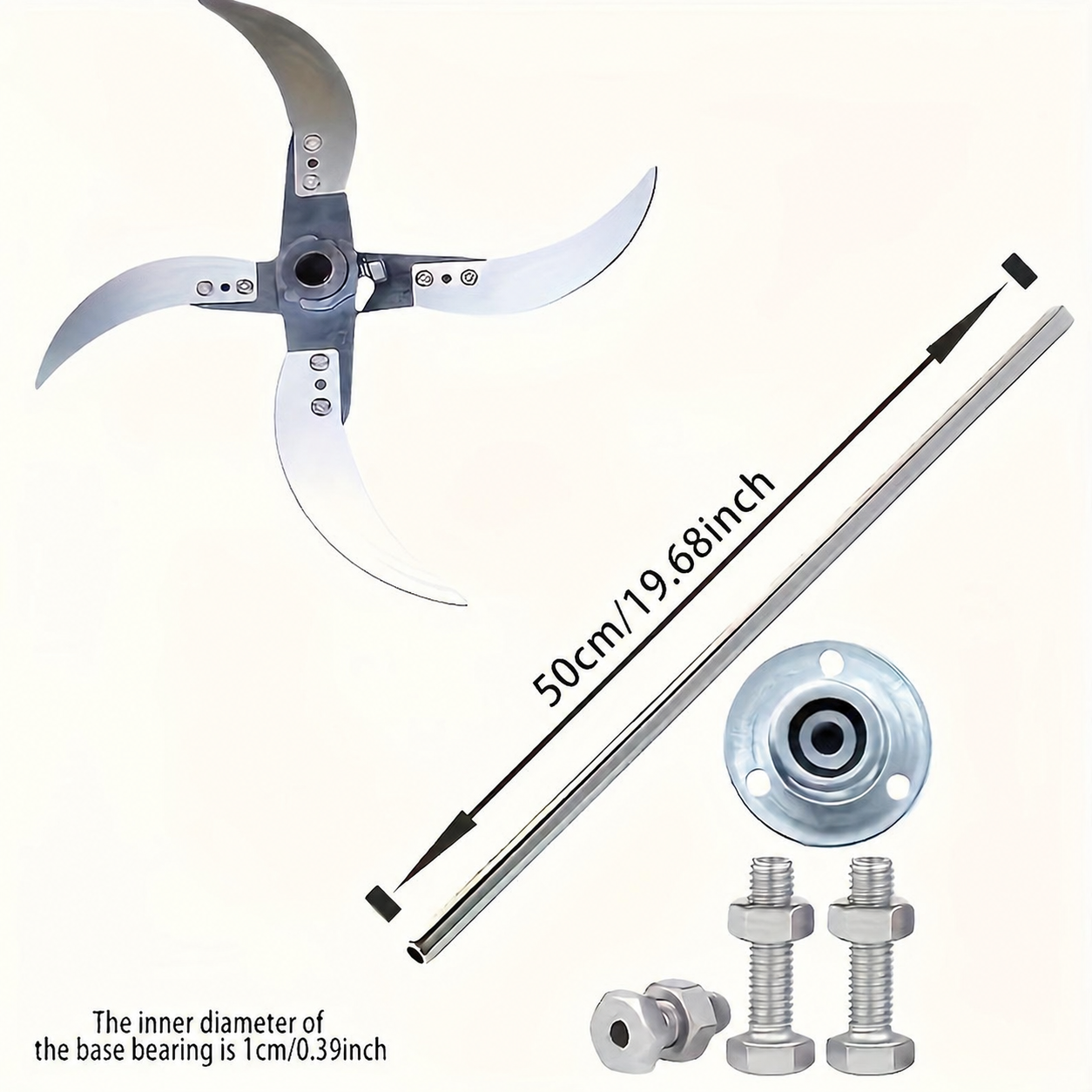 Electric Drill Grass Cutter Conversion Kit with Thickened Steel Blade, Blade Holder Base and Shaft Rod, DIY Chaff and Vegetable Shredder Attachment for Chicken, Poultry and Livestock Feed