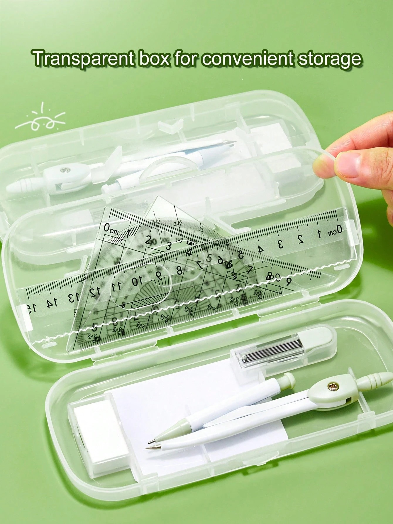 7PCS Mathematical Geometry Set with Compass and Protractor, Complete Student Drawing Kit Including Rulers, Eraser and Pencil Leads, Ideal School Supplies for Math, Exams and Technical Drawing