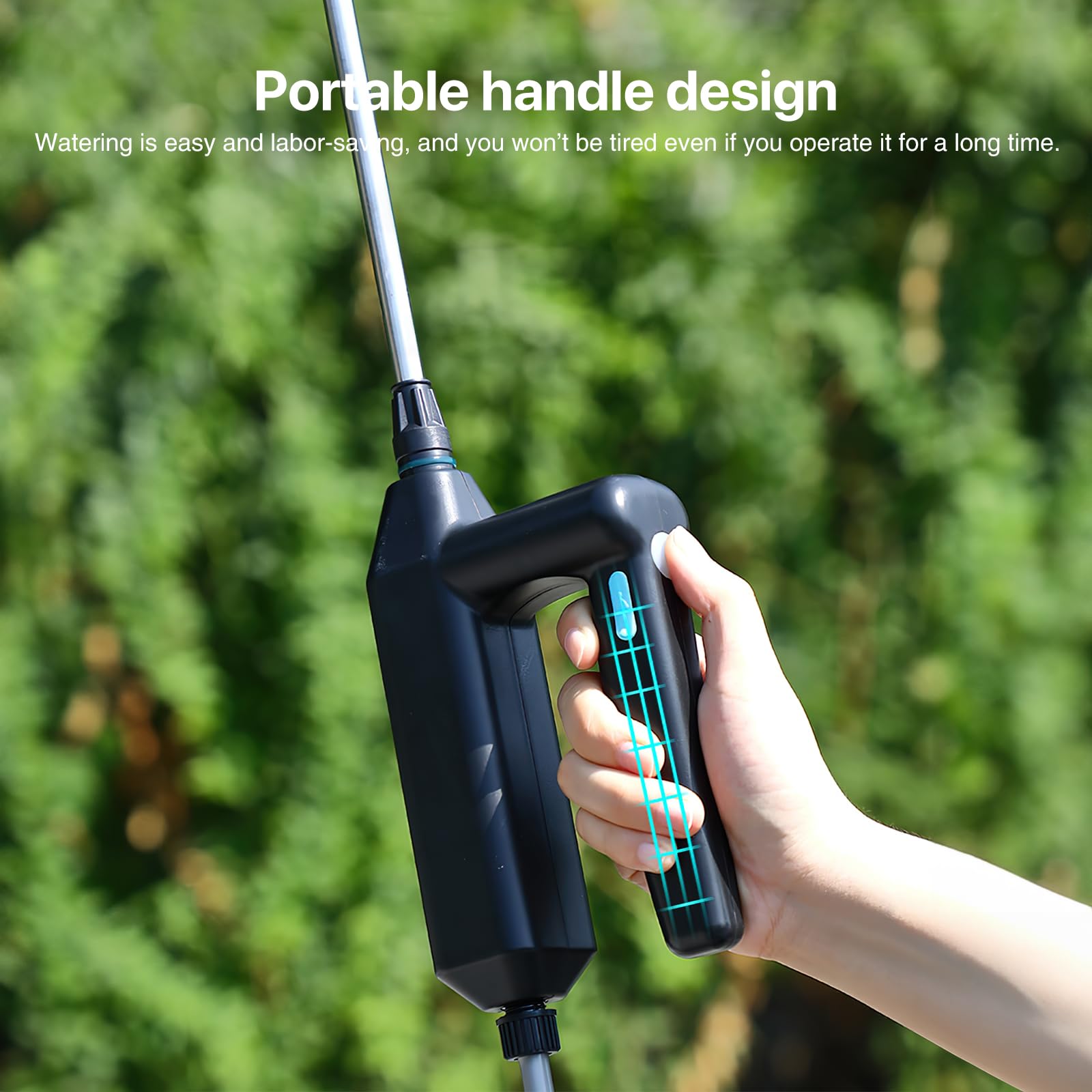 Rechargeable Garden Sprayer, Battery Powered Portable Plant Sprayer with Telescopic Wand, 3m Hose and 3 Nozzles for Lawn, Garden, Weed and Farm Spraying