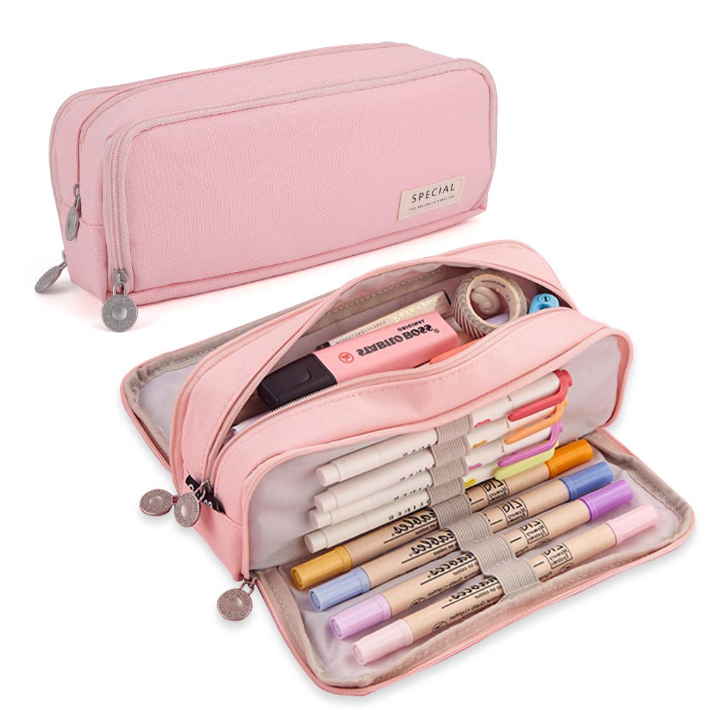 Large Capacity Pencil Case with 3 Compartments, Durable Oxford Pencil Pouch Organizer for Students, Boys and Girls School Supplies, Pen Holder Makeup Storage Bag