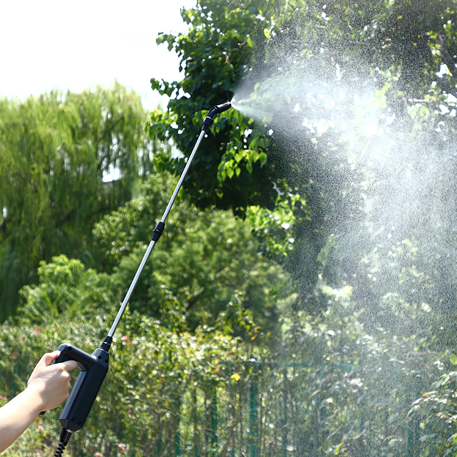 Rechargeable Garden Sprayer, Battery Powered Portable Plant Sprayer with Telescopic Wand, 3m Hose and 3 Nozzles for Lawn, Garden, Weed and Farm Spraying