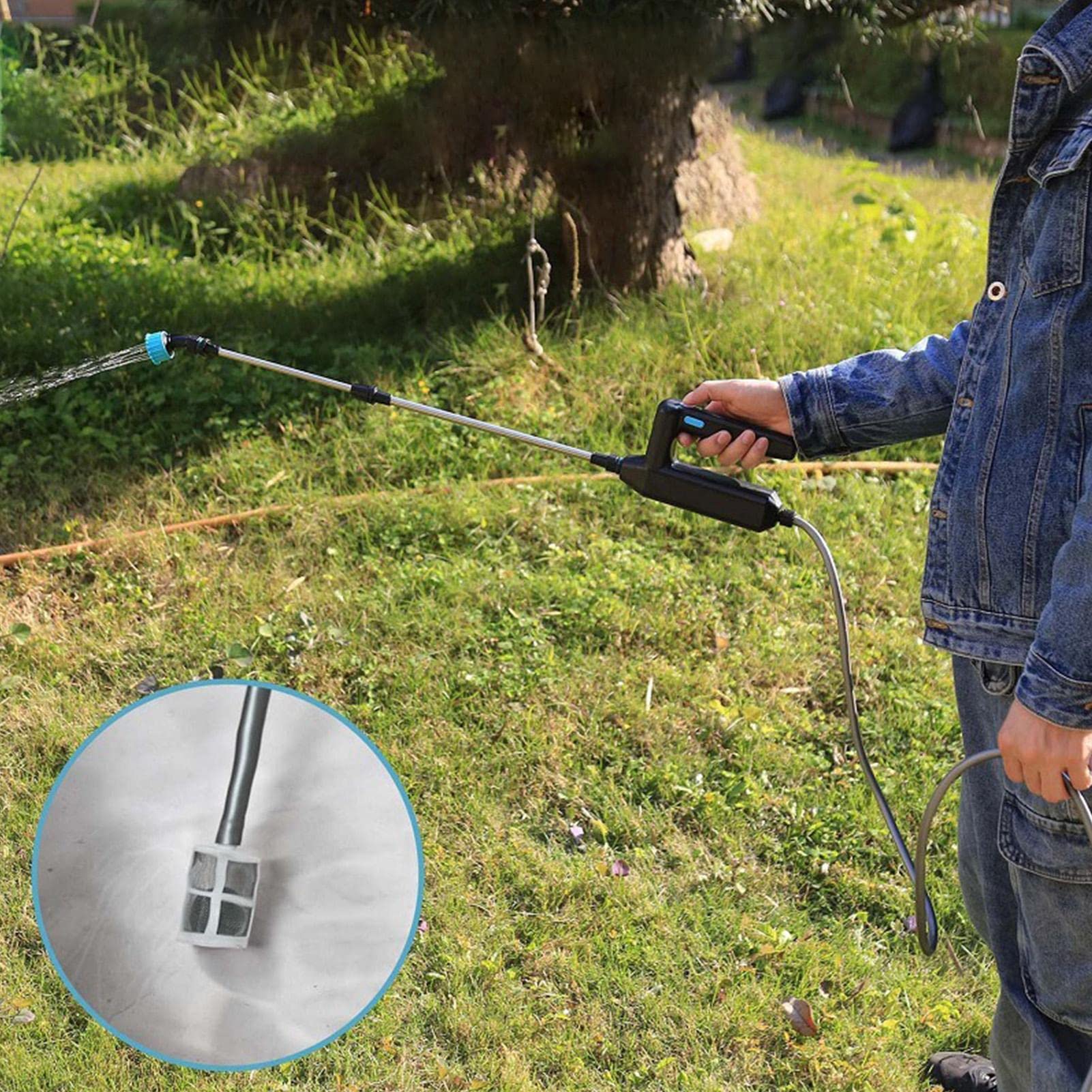 Rechargeable Garden Sprayer, Battery Powered Portable Plant Sprayer with Telescopic Wand, 3m Hose and 3 Nozzles for Lawn, Garden, Weed and Farm Spraying
