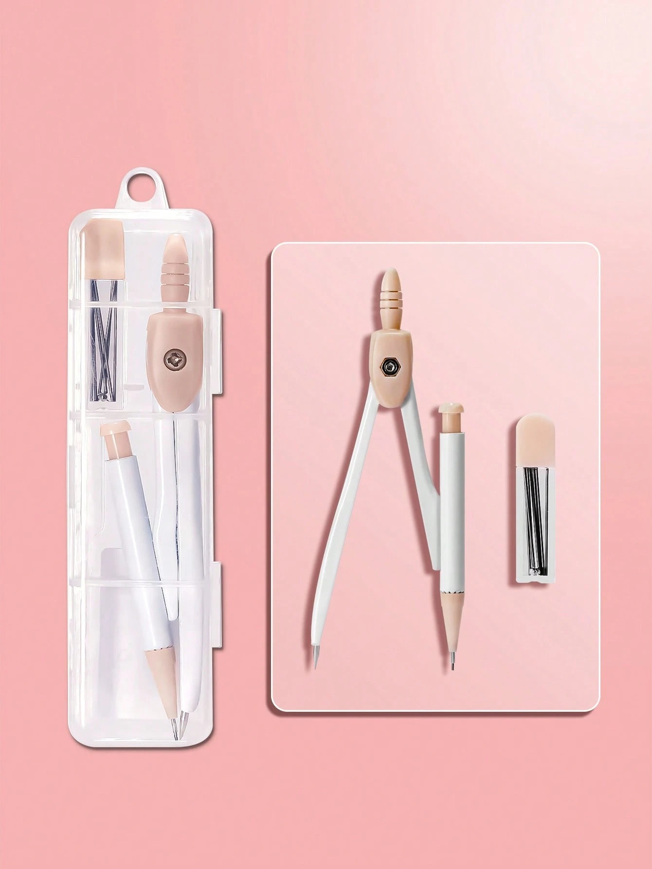 7PCS Mathematical Geometry Set with Compass and Protractor, Complete Student Drawing Kit Including Rulers, Eraser and Pencil Leads, Ideal School Supplies for Math, Exams and Technical Drawing