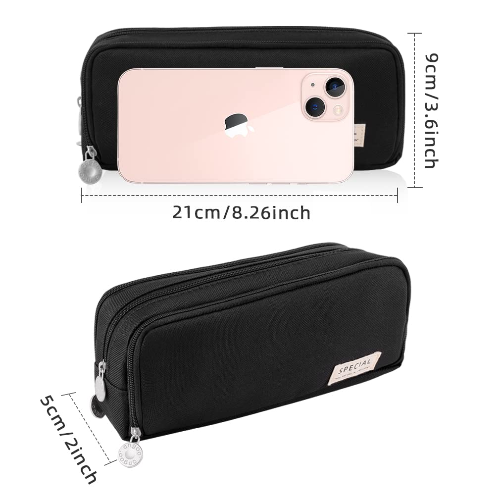 Large Capacity Pencil Case with 3 Compartments, Durable Oxford Pencil Pouch Organizer for Students, Boys and Girls School Supplies, Pen Holder Makeup Storage Bag