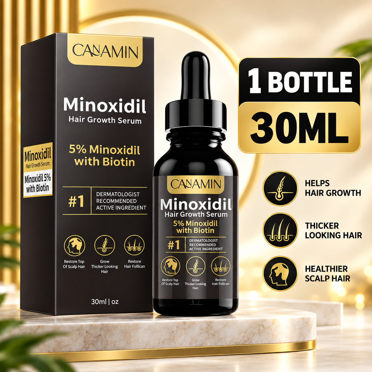 2PCS Pack Universal Melao 5% Minoxidil Hair Growth Serum, 60ml Total, for Men and Women, Anti Hair Loss Scalp Care, Supports Thicker Fuller Hair, Beard Growth, Hair Regrowth and Fast Absorbing Formula