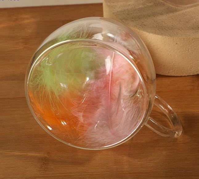 Set of 4PCS High Quality Double Wall Acrylic Cups 350ml – Clear Floral Unbreakable Drink Cups with Real Flower Design for Juice, Tea, Coffee & Cold Beverages