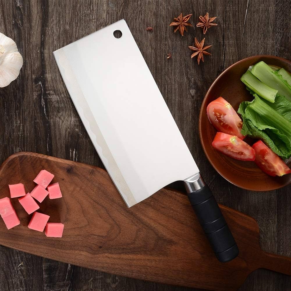 High Quality Heavy Metallic Kitchen Bone Cleaver Knife – Heavy Duty Stainless Steel Meat Chopper for Cutting Bones, Meat & Vegetables with Strong Grip Handle