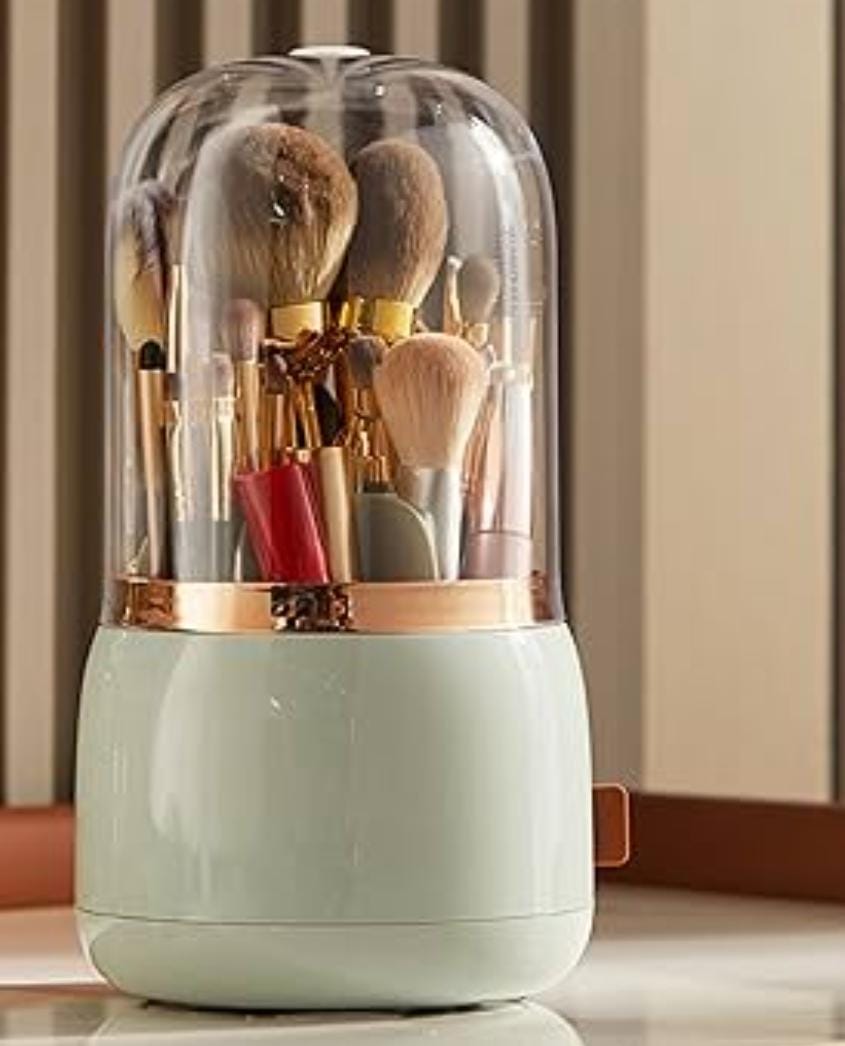 Makeup Brush Organizer Storage Box Rotating Brush Holder for Vanity Multi-functional Pencil Container Decorative Room Decor Aesthetic. Rotary Glam Cosmetic Makeup Brush Organizer bucket