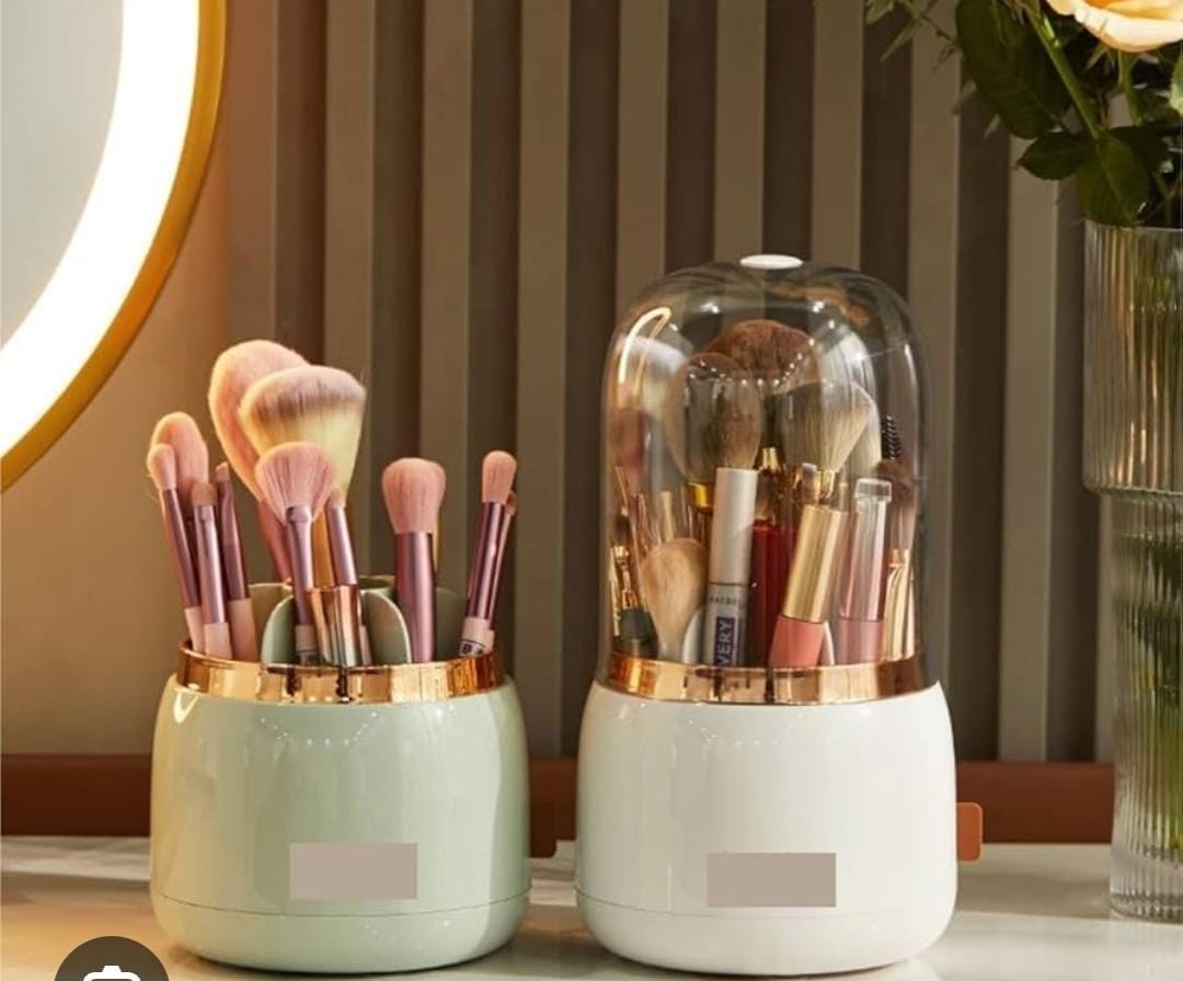 Makeup Brush Organizer Storage Box Rotating Brush Holder for Vanity Multi-functional Pencil Container Decorative Room Decor Aesthetic. Rotary Glam Cosmetic Makeup Brush Organizer bucket