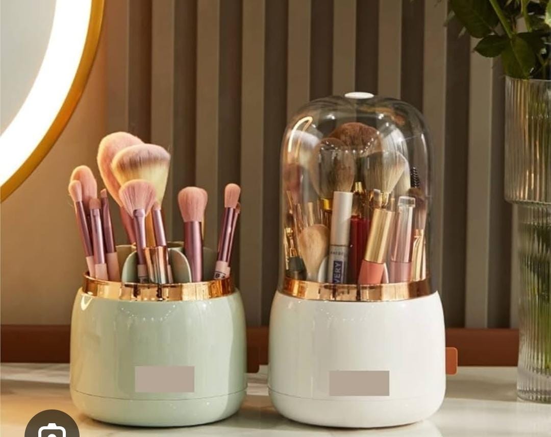 Makeup Brush Organizer Storage Box Rotating Brush Holder for Vanity Multi-functional Pencil Container Decorative Room Decor Aesthetic. Rotary Glam Cosmetic Makeup Brush Organizer bucket