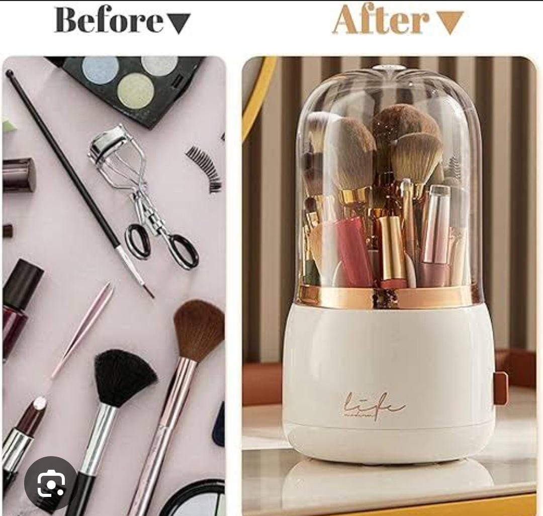 Makeup Brush Organizer Storage Box Rotating Brush Holder for Vanity Multi-functional Pencil Container Decorative Room Decor Aesthetic. Rotary Glam Cosmetic Makeup Brush Organizer bucket