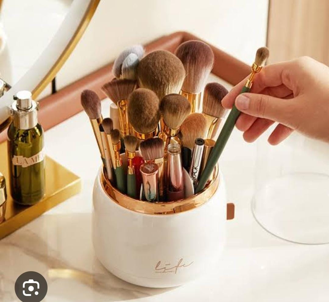 Makeup Brush Organizer Storage Box Rotating Brush Holder for Vanity Multi-functional Pencil Container Decorative Room Decor Aesthetic. Rotary Glam Cosmetic Makeup Brush Organizer bucket