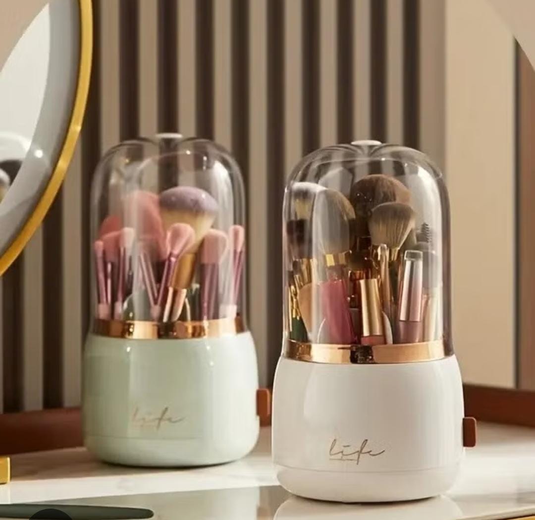 Makeup Brush Organizer Storage Box Rotating Brush Holder for Vanity Multi-functional Pencil Container Decorative Room Decor Aesthetic. Rotary Glam Cosmetic Makeup Brush Organizer bucket