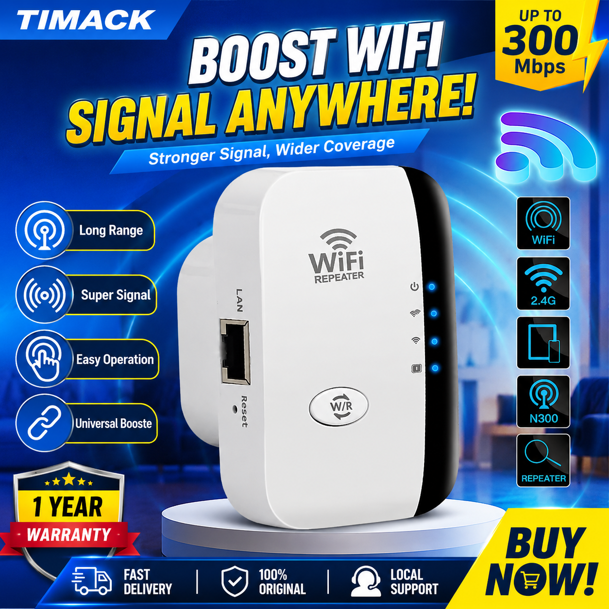 TIMACK 300Mbps Wireless WIFI Repeater Remote Wifi Extender WiFi Amplifier 802.11N WiFi Booster Repetidor Amplifier Wi Fi Reapeter