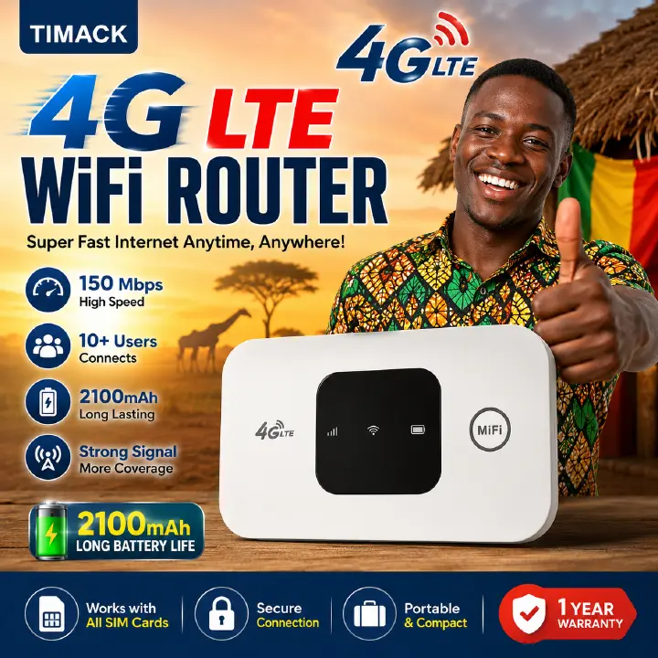 TIMACK 4G Lte Router Wireless Wifi 2100mAh Mobile Hotspot with SIM Card Slot Hotspot Pocket WIFI 150mbps For Outdoor Home Office Travel portable WiFi