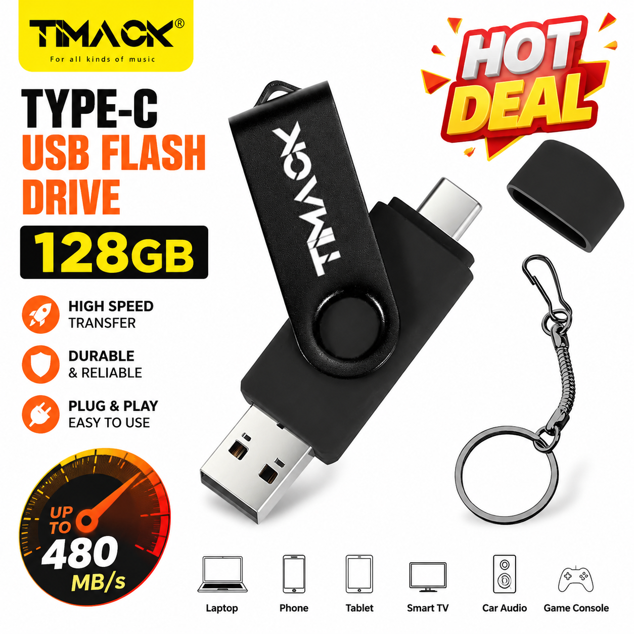 【FREE GIFT】TIMACK 128GB USB 3.0 Metal OTG 2 IN 1 Type C Flash Drive 64GB Pen Drive 16GB Pendrive Disk On Key USB Stick Memory Flash Disk Real Capacity Promotion