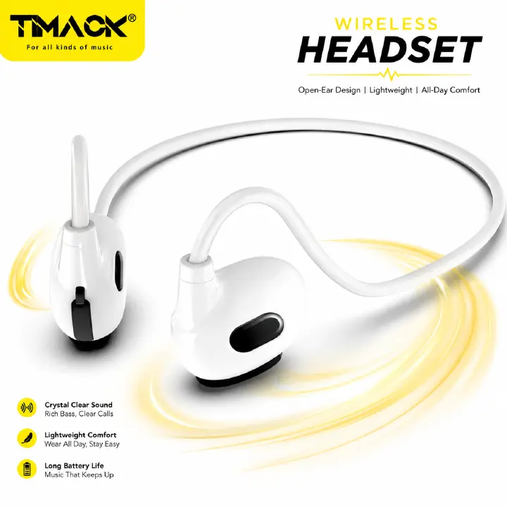 TIMACK Wireless Earbuds Bluetooth 5.3 Earphones Air-Conduction Waterproof Earpods Stereo Over-Ear Sports Headphones with Mic