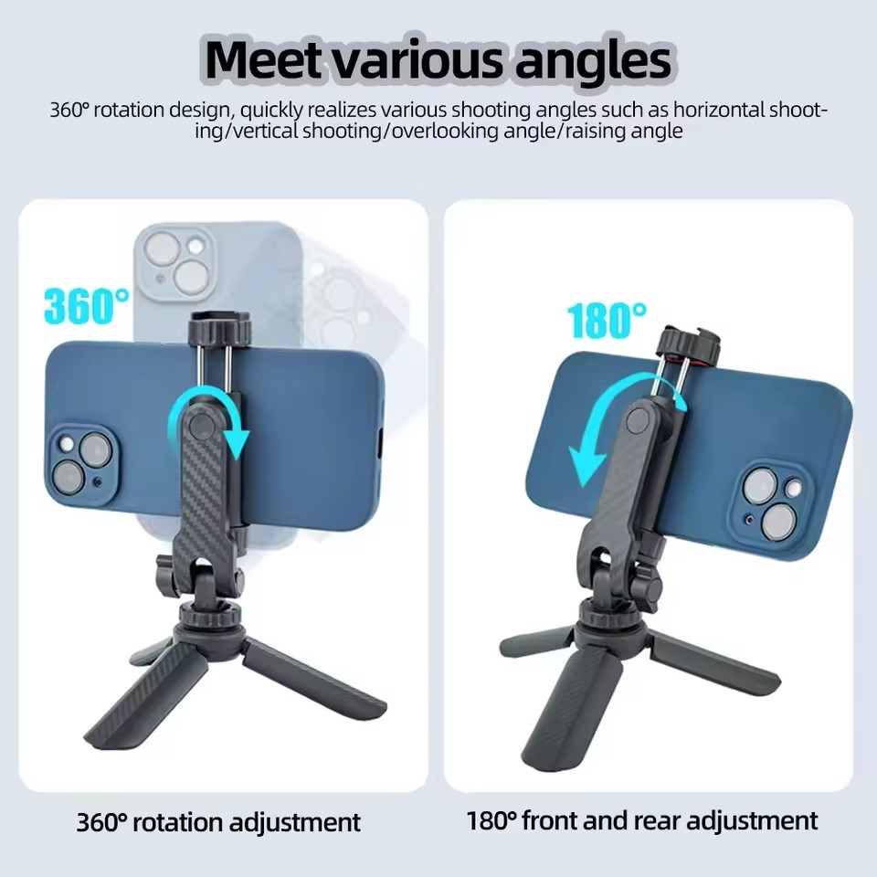 TIMACK CP10 For Samsung iPhone Xiaomi Cellphone Universal 360° Mobile Phone Clip Holder for 1/4 Screw Tripod Mount Adapter