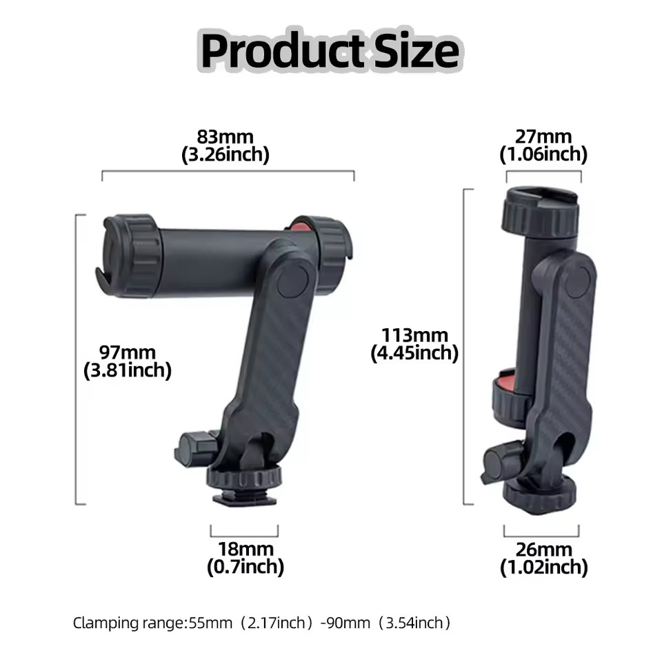 TIMACK CP10 For Samsung iPhone Xiaomi Cellphone Universal 360° Mobile Phone Clip Holder for 1/4 Screw Tripod Mount Adapter