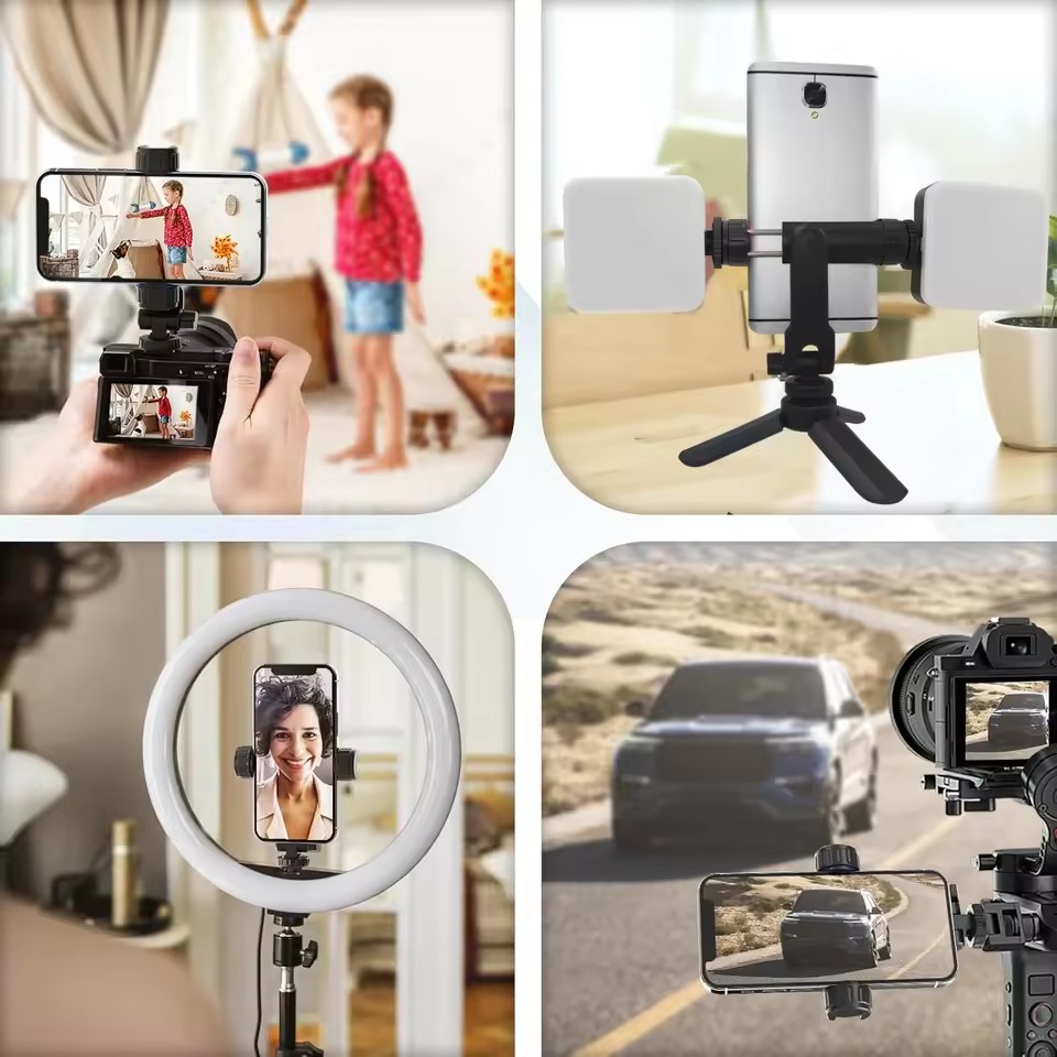 TIMACK CP10 For Samsung iPhone Xiaomi Cellphone Universal 360° Mobile Phone Clip Holder for 1/4 Screw Tripod Mount Adapter
