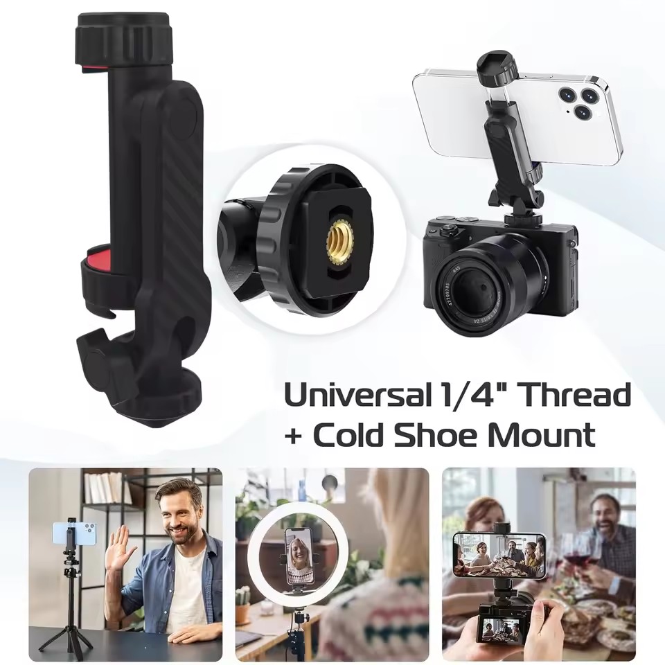 TIMACK CP10 For Samsung iPhone Xiaomi Cellphone Universal 360° Mobile Phone Clip Holder for 1/4 Screw Tripod Mount Adapter