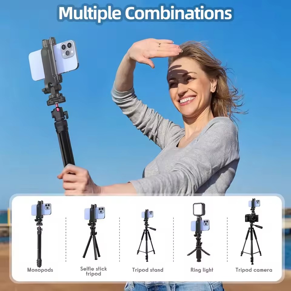 TIMACK CP10 For Samsung iPhone Xiaomi Cellphone Universal 360° Mobile Phone Clip Holder for 1/4 Screw Tripod Mount Adapter