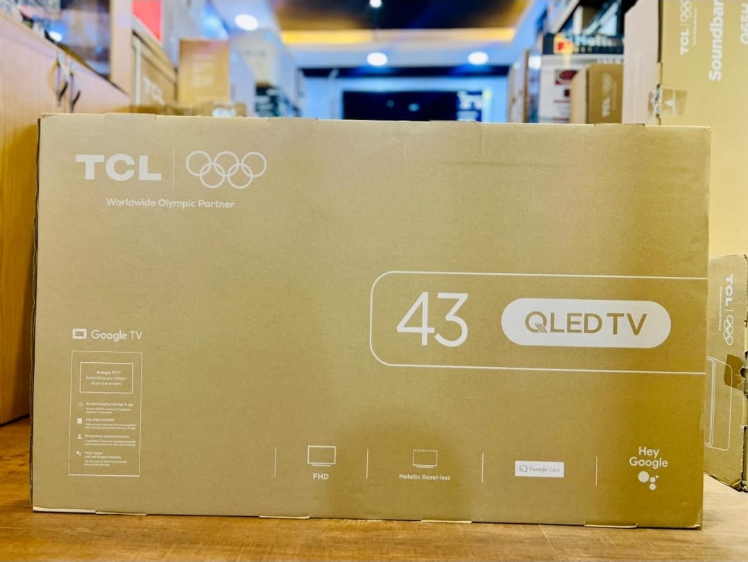 TCL 43S5K 43'' 2K QLED HDR FRAMELESS GOOGLE TV, VOICE ASSISTANT,DOLBY AUDIO( NEW 2026 VERSION)3GB RAM/64GB ROM with metallic bezel-less perfection sleek and premium