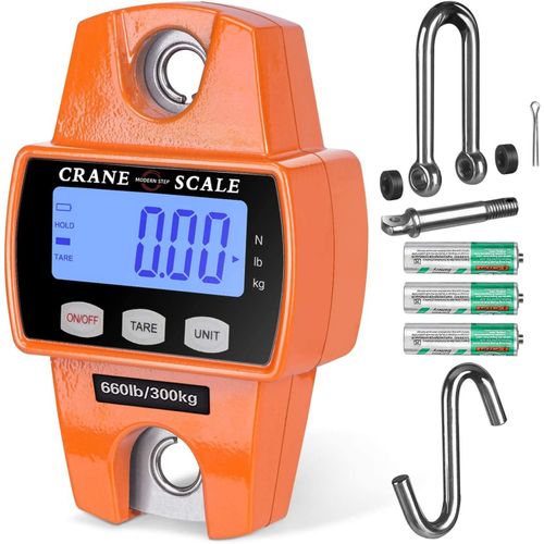 High Quality 300 KG Digital Hanging Digital Weigh Scale With Accurate Sensors, Handheld 300Kg Mini Crane Scale With Hooks For Meat Butchery Farm Hunting
