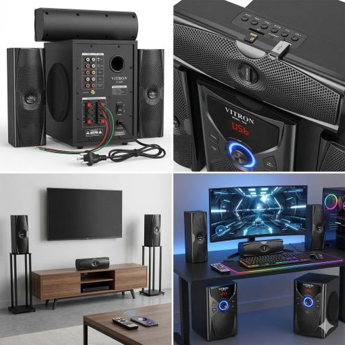 Vitron V636, 3.1CH Multimedia Bluetooth Speaker System - Black (1YR WRTY)Vitron V636 3.1 Inch Theater Multi Media Sub Woofer Speaker System WITH Bluetooth - AD/DC- 10000W(1YR WRTY)