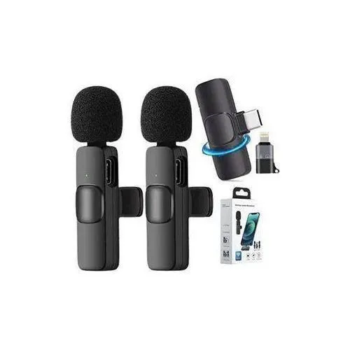 K9 Dual Wireless Microphone – Rechargeable Lapel Mic for Type-C Android, iPhone and iOS (Plug and Play, 20m Range