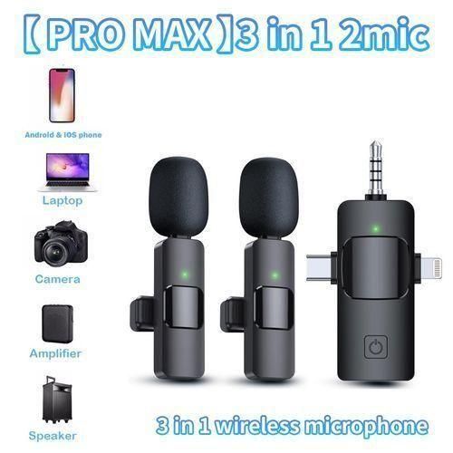 K9 Dual Wireless Microphone – Rechargeable Lapel Mic for Type-C Android, iPhone and iOS (Plug and Play, 20m Range