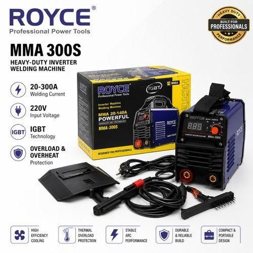 Royce Heavy Duty MMA 300S Inverter Welding MachineRoyce MMA 300S Heavy-Duty Inverter Welding Machine - 20-300A, 220V, IGBT Technology