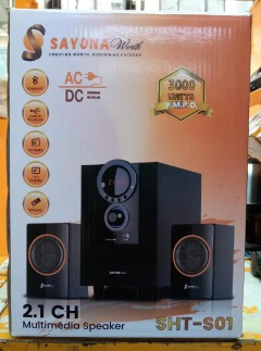 The Sayona (SHT-S01 / SH-501) SHT-S01 2.1CH Subwoofer. Multimedia Speaker System / Subwoofer Sayona HOMETHEATRE Woofer system  .AC/DC  capability  With Bluetooth function and Has FM radio.3000W PMPO (