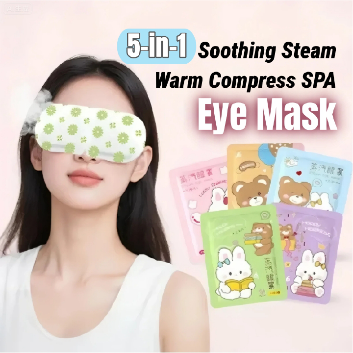 5-in-1 Soothing Steam Warm Compress SPA Eye Mask Household Disposable Hot Compress Eye Patch Student Heating Shading Heating Puffy Eyes & Dark Circles Relief For Dryness, Insomnia Eye Strain Portable