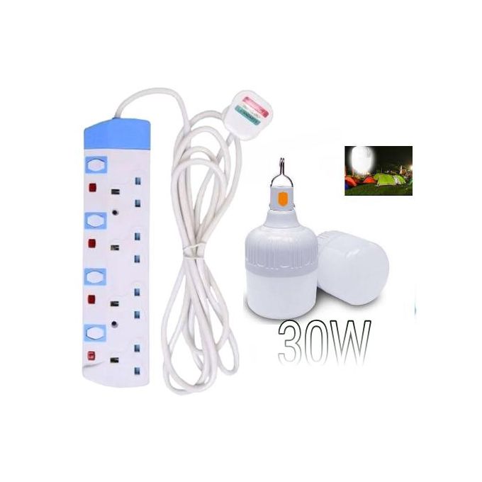 Power King HOME BEST 4 WAY POWER EXTENSION WITH LONG CABLE+FREE 20W RECHARGEABLE BULB