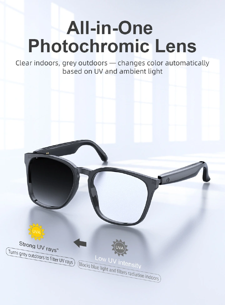 AI translation smart glasses photochromic Bluetooth listening, calling, music multifunctional driving audio glasses