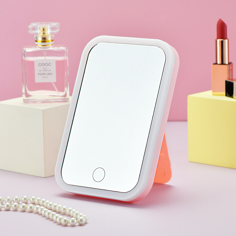 Hot selling LED makeup mirror for dormitory desktop high-definition tri color light mirror, portable and portable folding repair