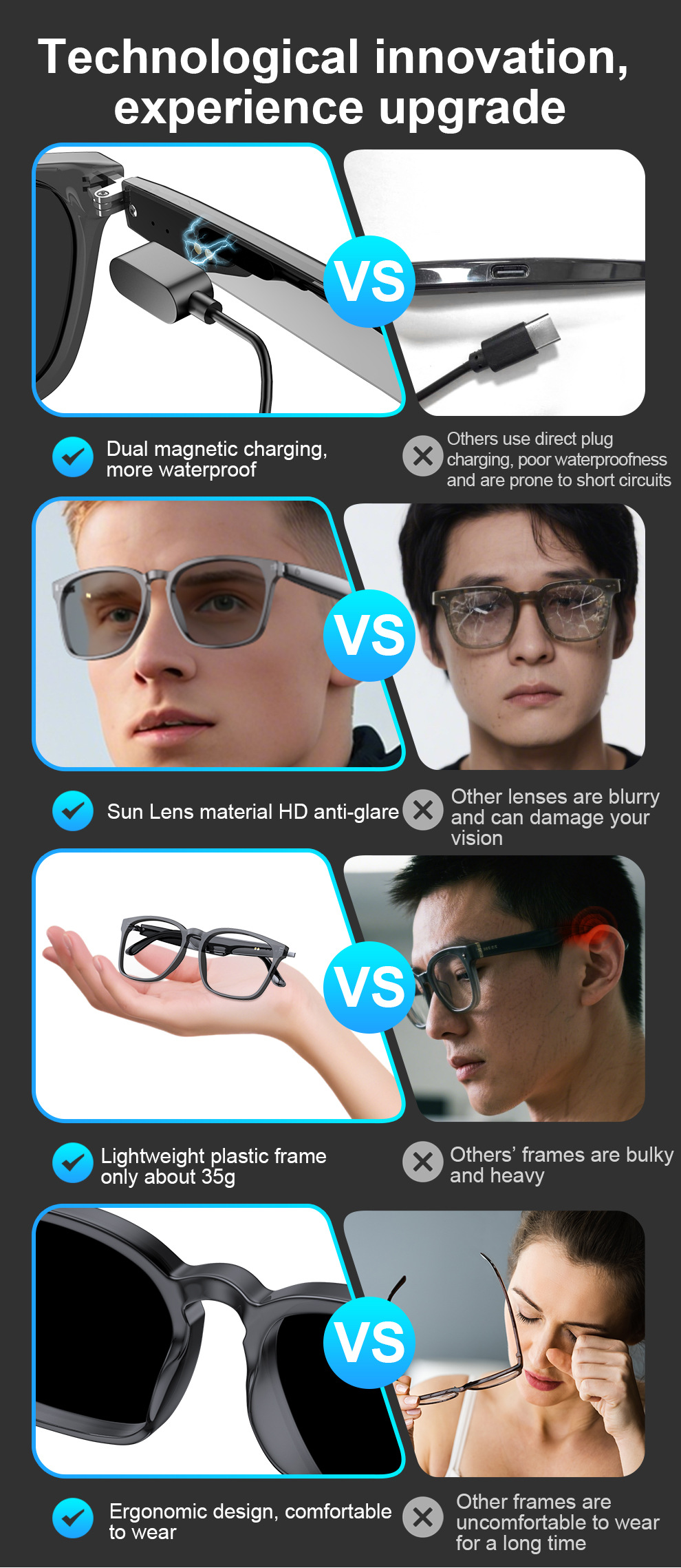 AI translation smart glasses photochromic Bluetooth listening, calling, music multifunctional driving audio glasses