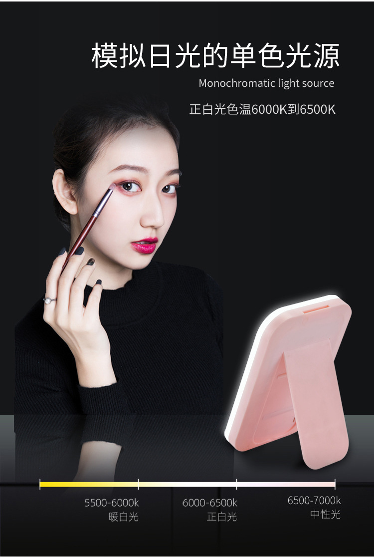 Hot selling LED makeup mirror for dormitory desktop high-definition tri color light mirror, portable and portable folding repair
