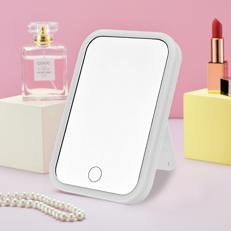 Hot selling LED makeup mirror for dormitory desktop high-definition tri color light mirror, portable and portable folding repair