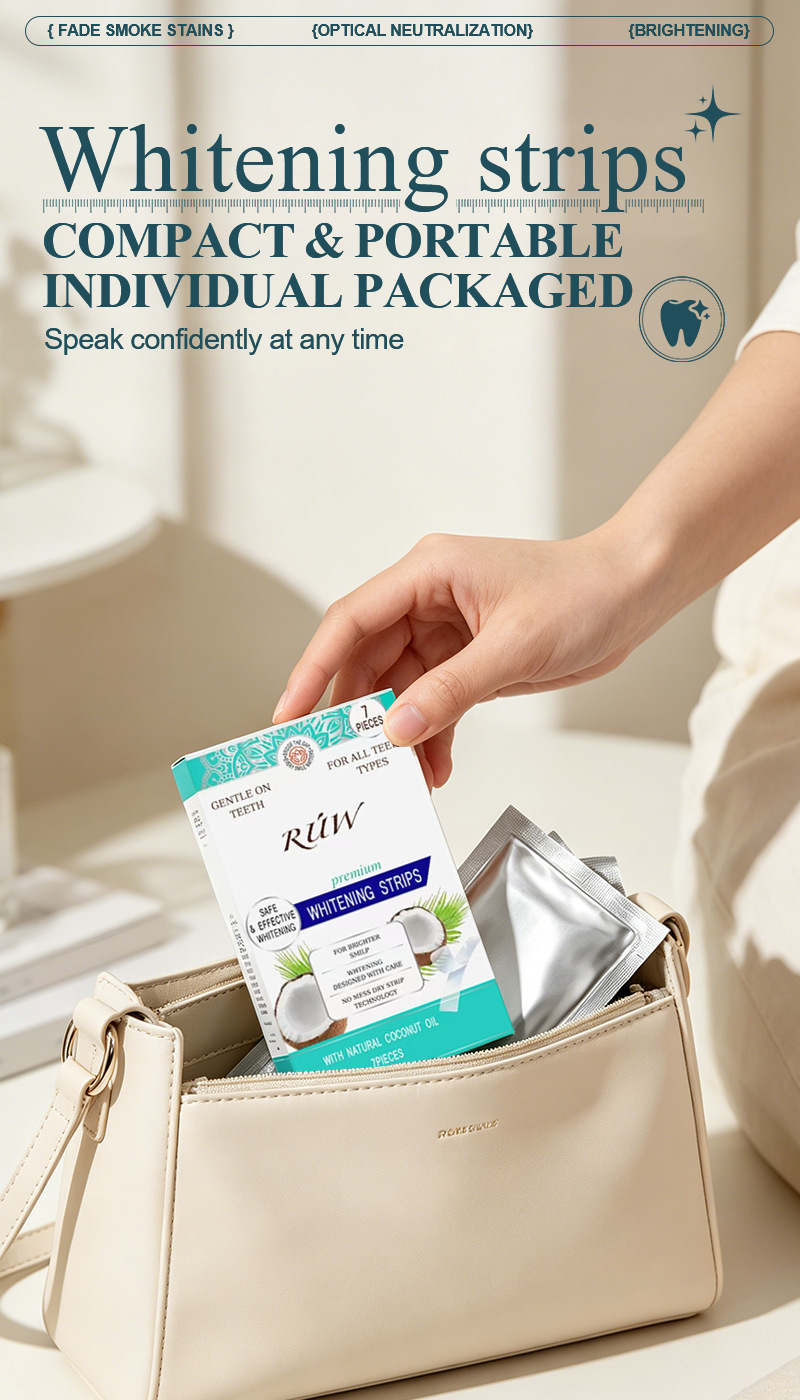 Cross border popular coconut oil bright white tooth patch, gentle cleaning tooth patch, cigarette and tea stain removal tooth patch, 7pc