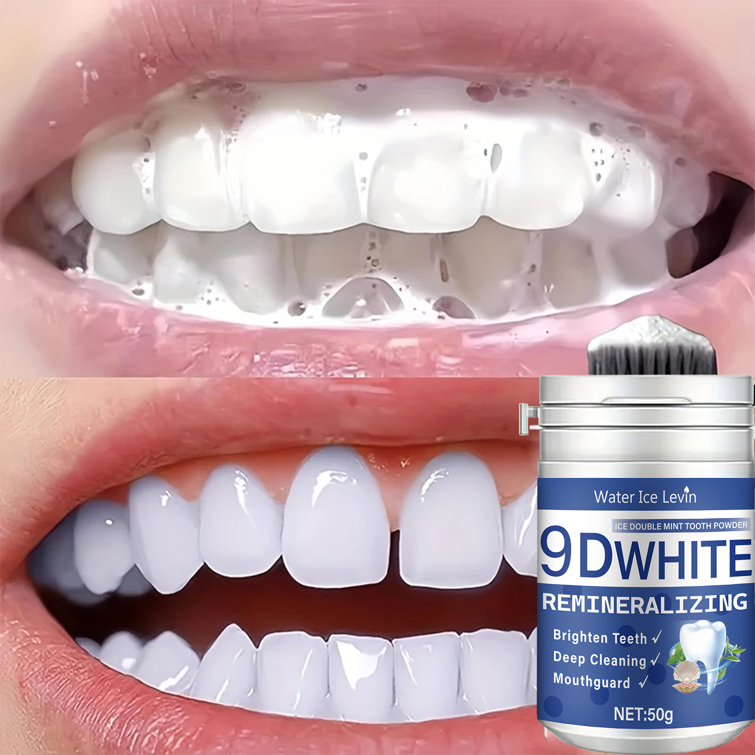 Water Ice Levin Tooth Whitening Powder Tooth Cleaning Freshens Breath Oral Care Tooth Cleaning Powder 50g