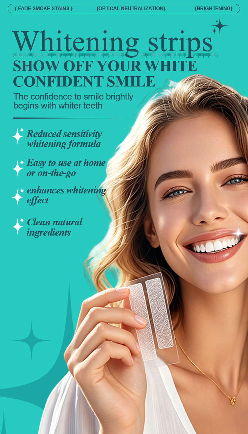 Cross border popular coconut oil bright white tooth patch, gentle cleaning tooth patch, cigarette and tea stain removal tooth patch, 7pc