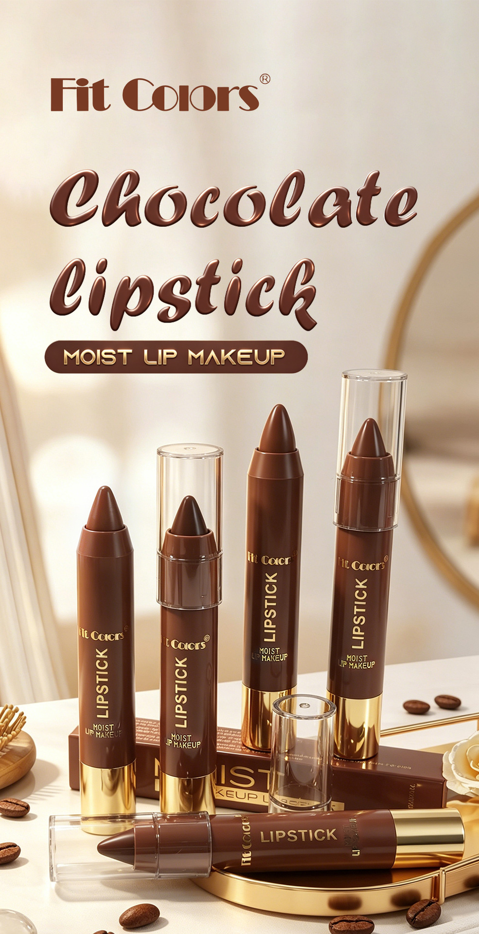 FIT COLORS Chocolate Moisturizing Lip Pen - Moisturizing, Long-Lasting, Easy to Apply, Enhances Complexion, Lipstick