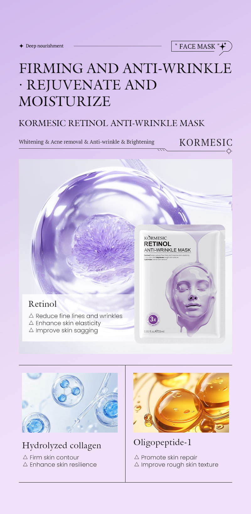 Vitamin C Lotion Facial Mask KORMESIC facial mask All-English Best-Selling Hydrating Facial Mask