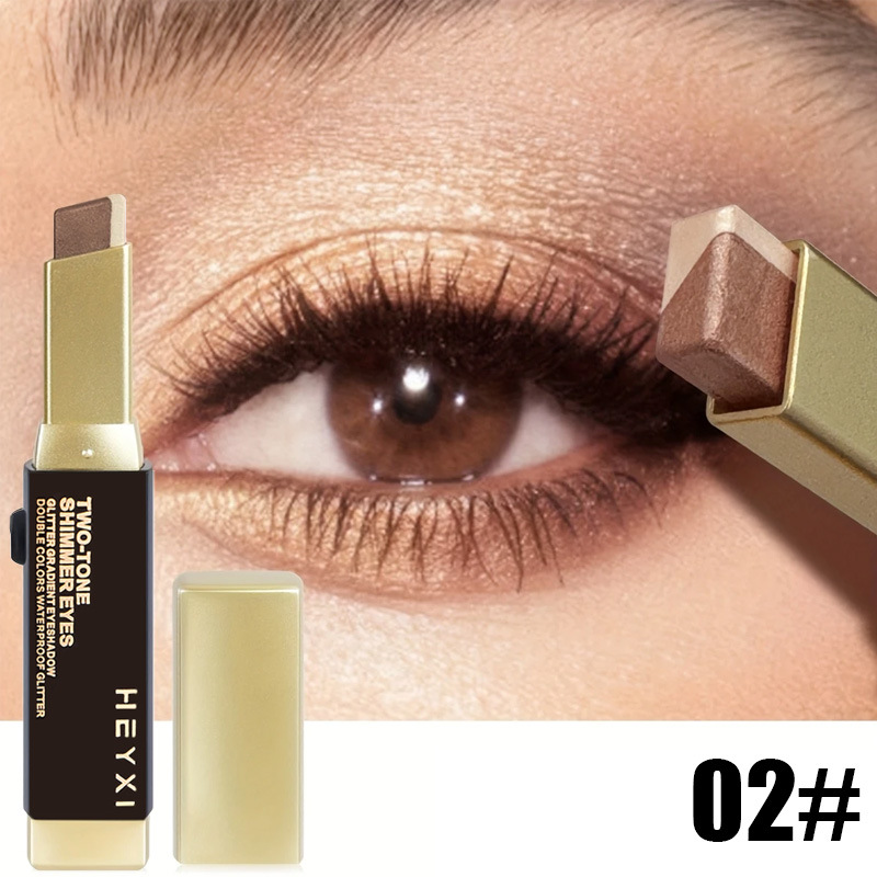HEYXI cross-border popular flash eye shadow stick twilight eye shadow set with two-color gradient waterproof eye shadow pen view 8
