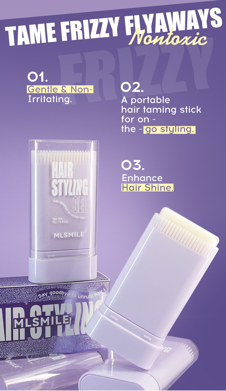 MLSMILE hair wax stick comes with comb teeth for long-lasting shaping, hair breaking and finishing cream, a foreign trade hair breaking tool