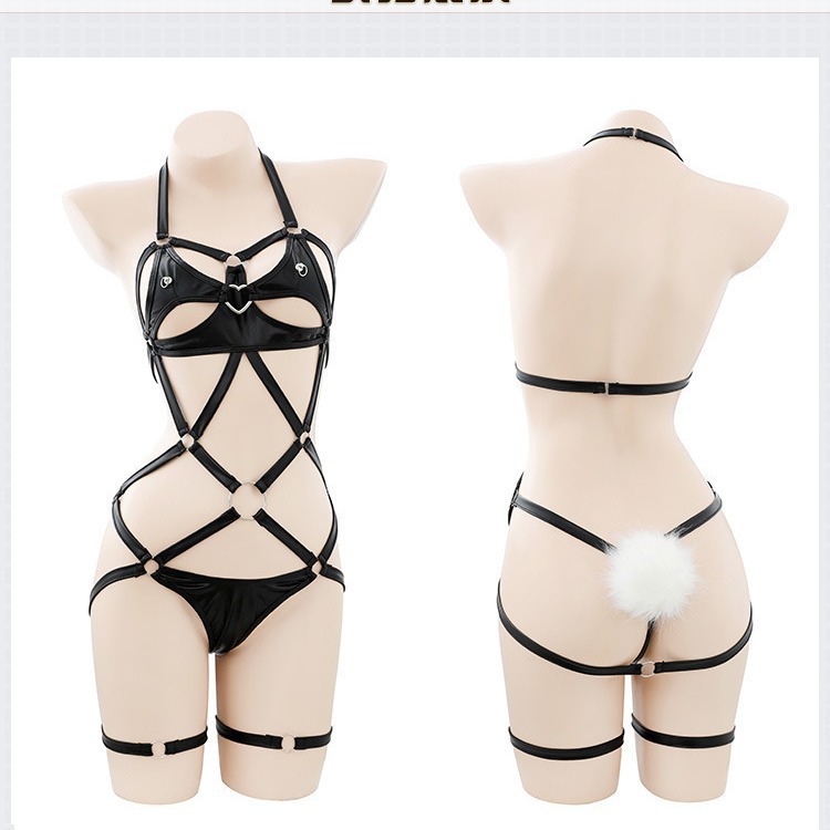 Sexy lingerie bunny girl tied with bare chest nightclub uniform tempting hot passion no take off SM suit tight jumpsuit