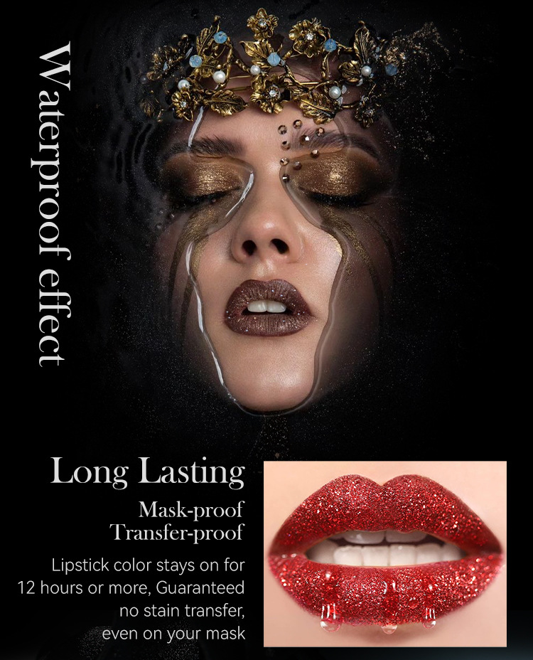 Pearlescent lipstick matte non stick cup waterproof exploding lipstick color display European and American Halloween diamond lipstick view 5